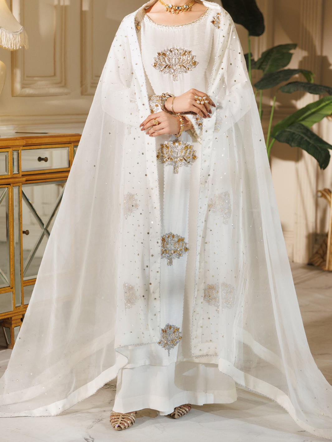Raw Silk White Stitched Suit - J. Junaid Jamshed