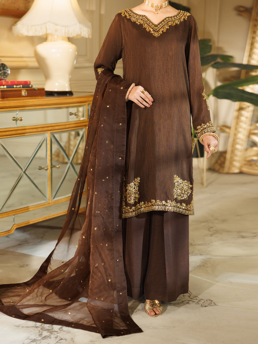 Brown Stitched Suit - J. Junaid Jamshed