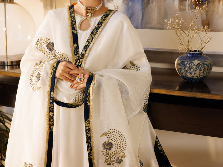 Silk White Stitched Suit - Almirah