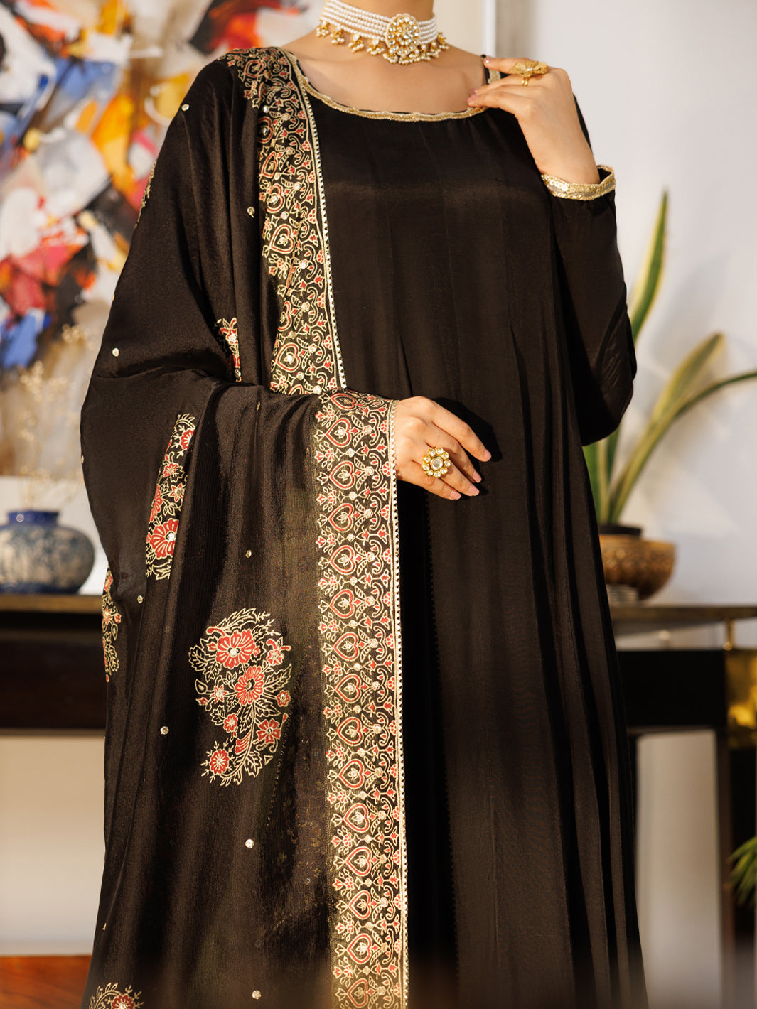 Sheesha Silk Black Stitched Suit - Almirah
