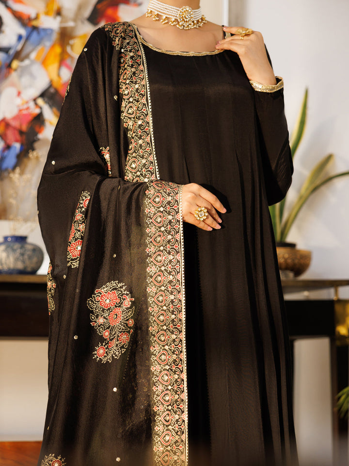 Sheesha Silk Black Stitched Suit - Almirah