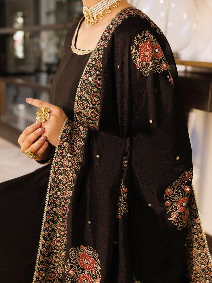 Sheesha Silk Black Stitched Suit - Almirah