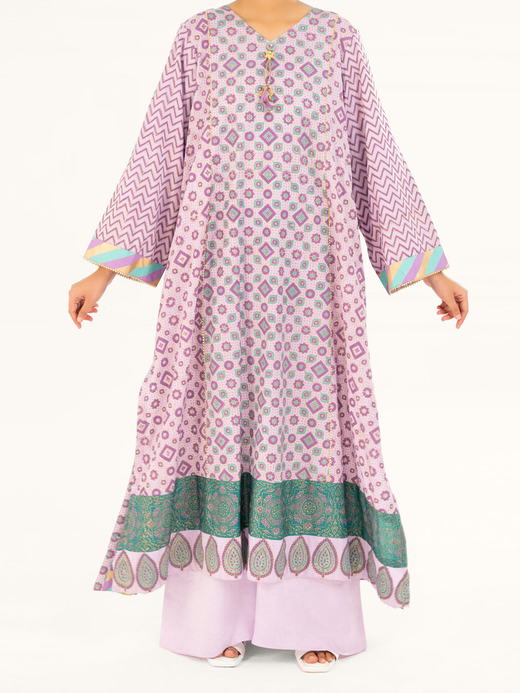 Satin Purple Stitched Suit - Almirah