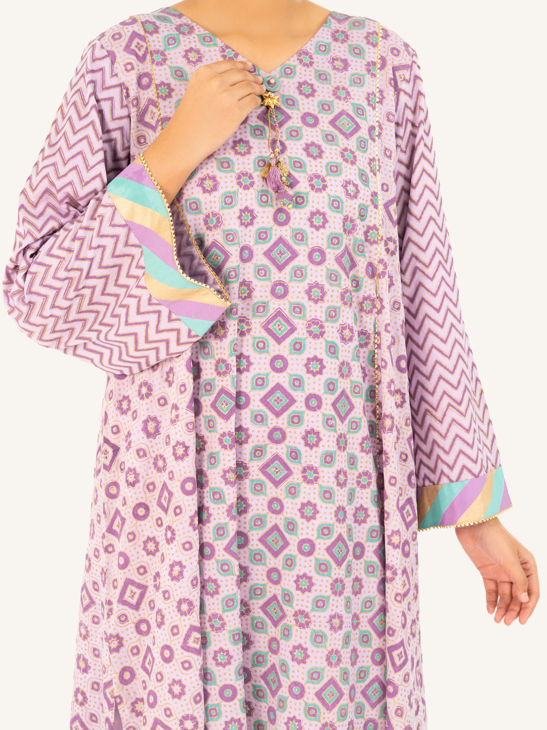 Satin Purple Stitched Suit - Almirah