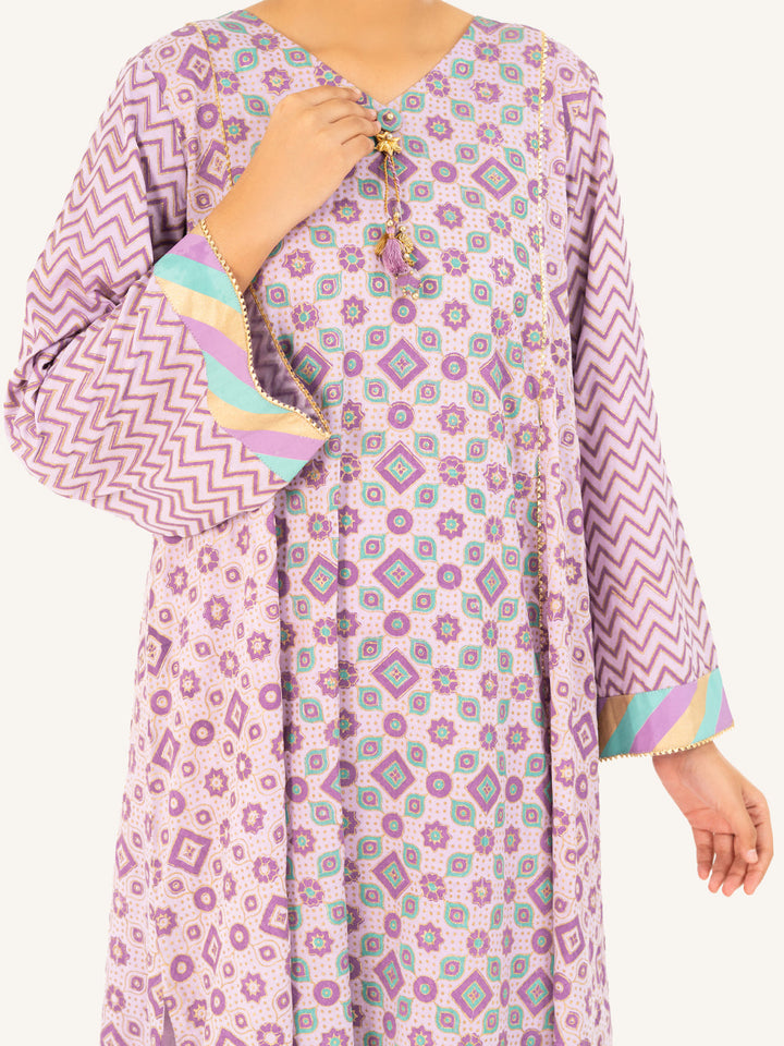 Satin Purple Stitched Suit - Almirah