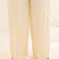 Lawn Off White Trouser - Almirah