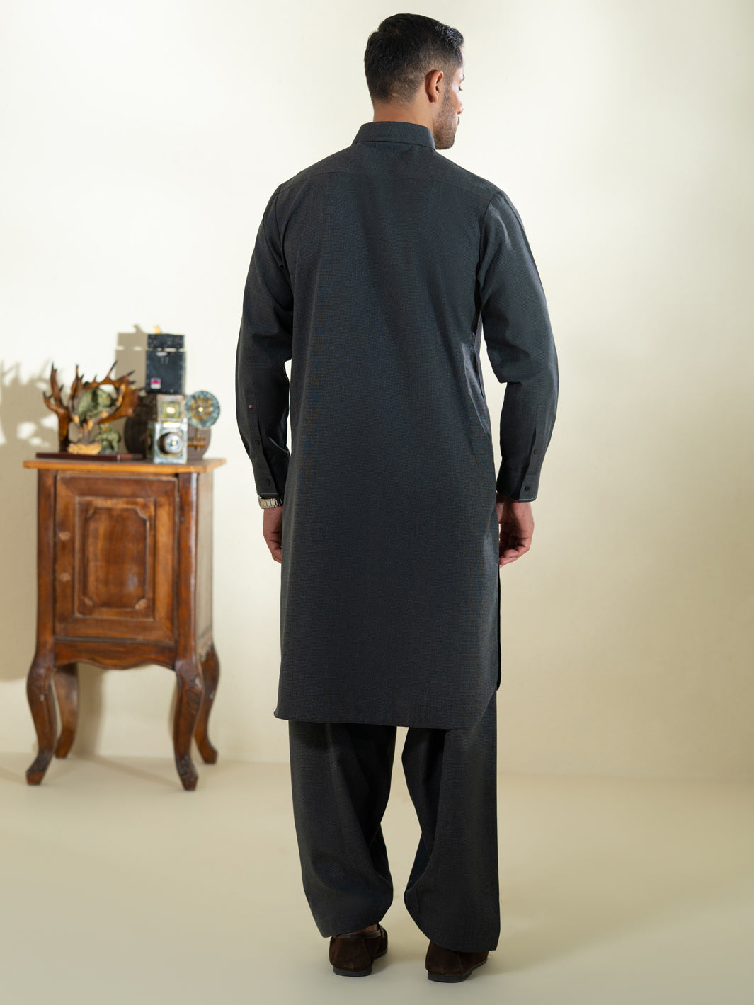 Blended Charcoal Grey Shalwar Kameez- Almirah