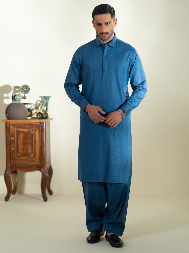 Cotton Blue Shalwar Kameez- Almirah