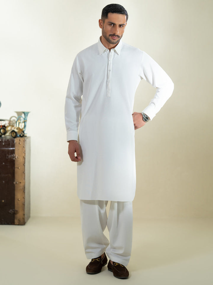Blended Off White Shalwar Kameez- Almirah