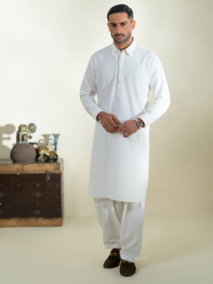 Blended Off White Shalwar Kameez- Almirah