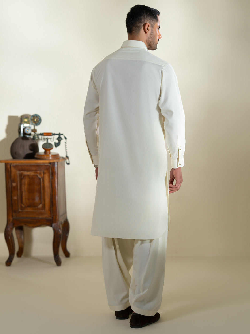 Blended Cream Shalwar Kameez- Almirah
