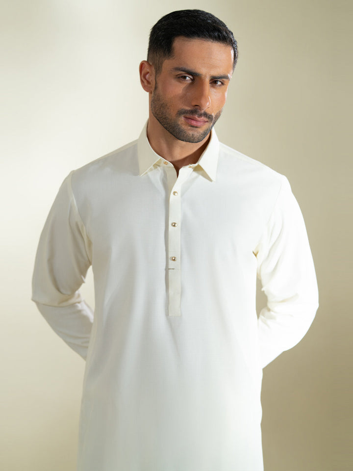 Blended Cream Shalwar Kameez- Almirah