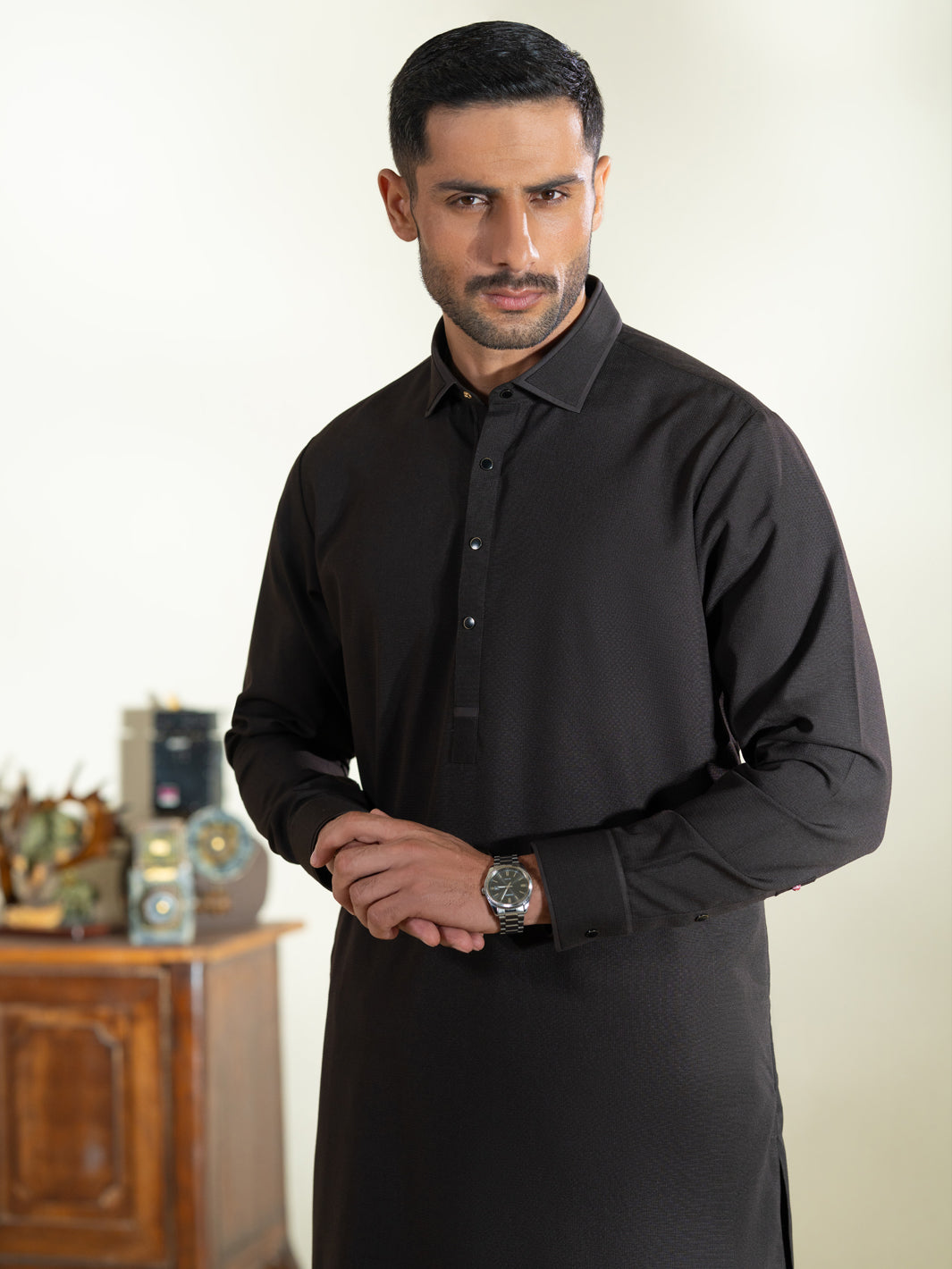 Blended Dark Brown Shalwar Kameez - Almirah