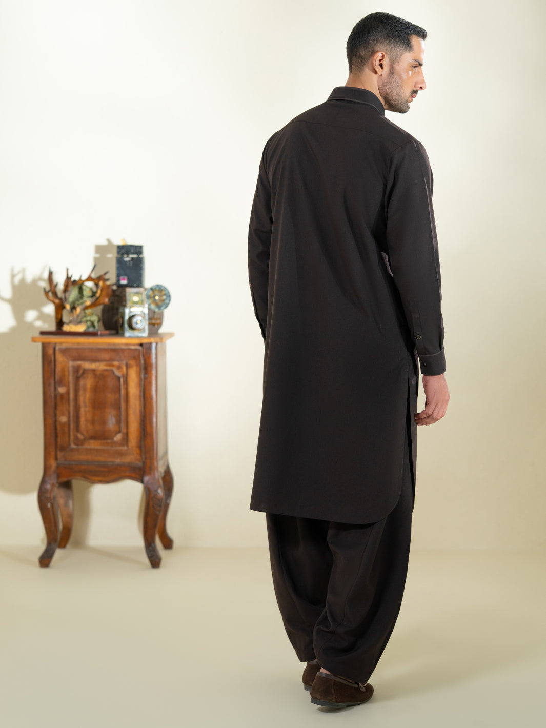 Blended Dark Brown Shalwar Kameez - Almirah