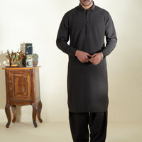 Blended Dark Brown Shalwar Kameez - Almirah