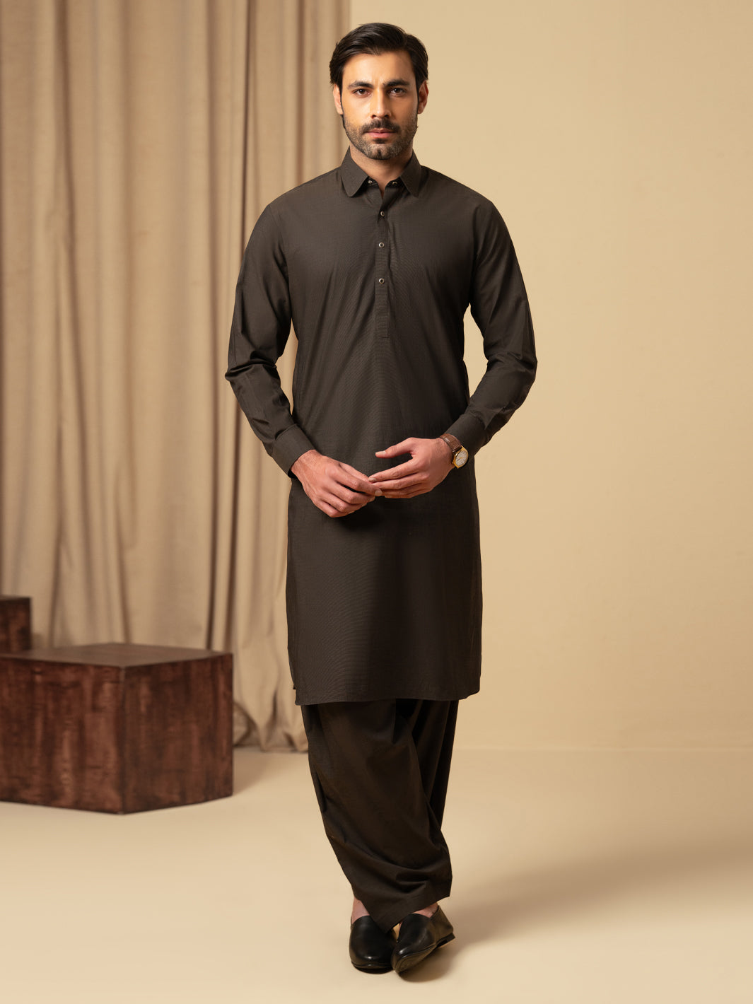 Cotton Dark Brown Shalwar Kameez - Almirah