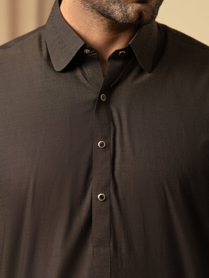 Cotton Dark Brown Shalwar Kameez - Almirah