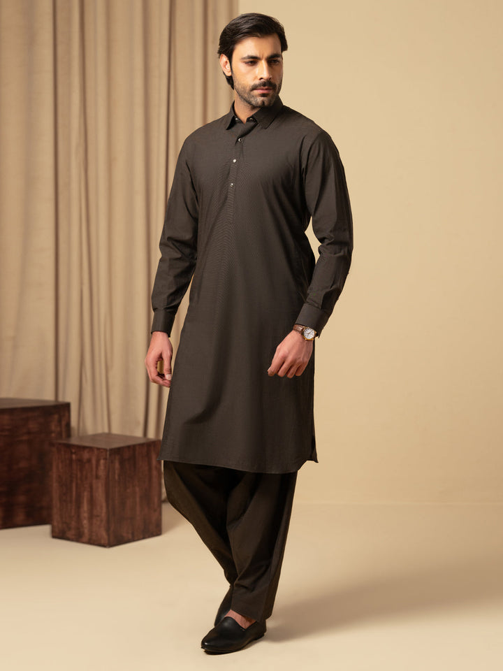 Cotton Dark Brown Shalwar Kameez - Almirah