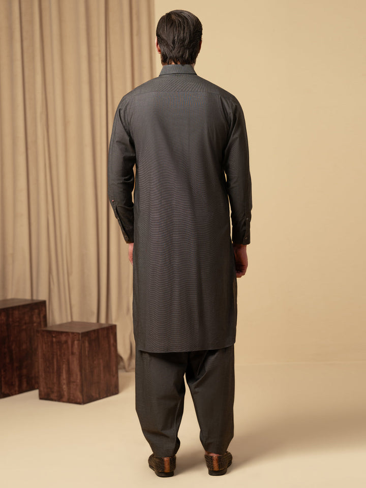 Cotton Charcoal Grey Shalwar Kameez - Almirah