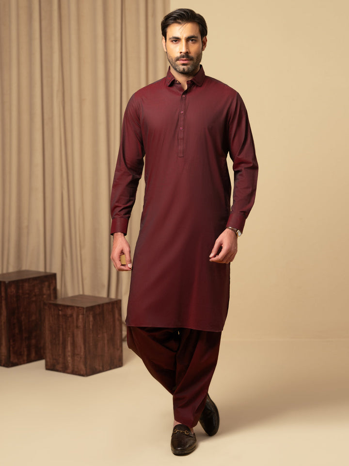 Cotton Maroon Shalwar Kameez - Almirah