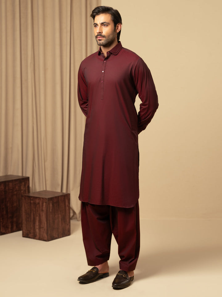 Cotton Maroon Shalwar Kameez - Almirah