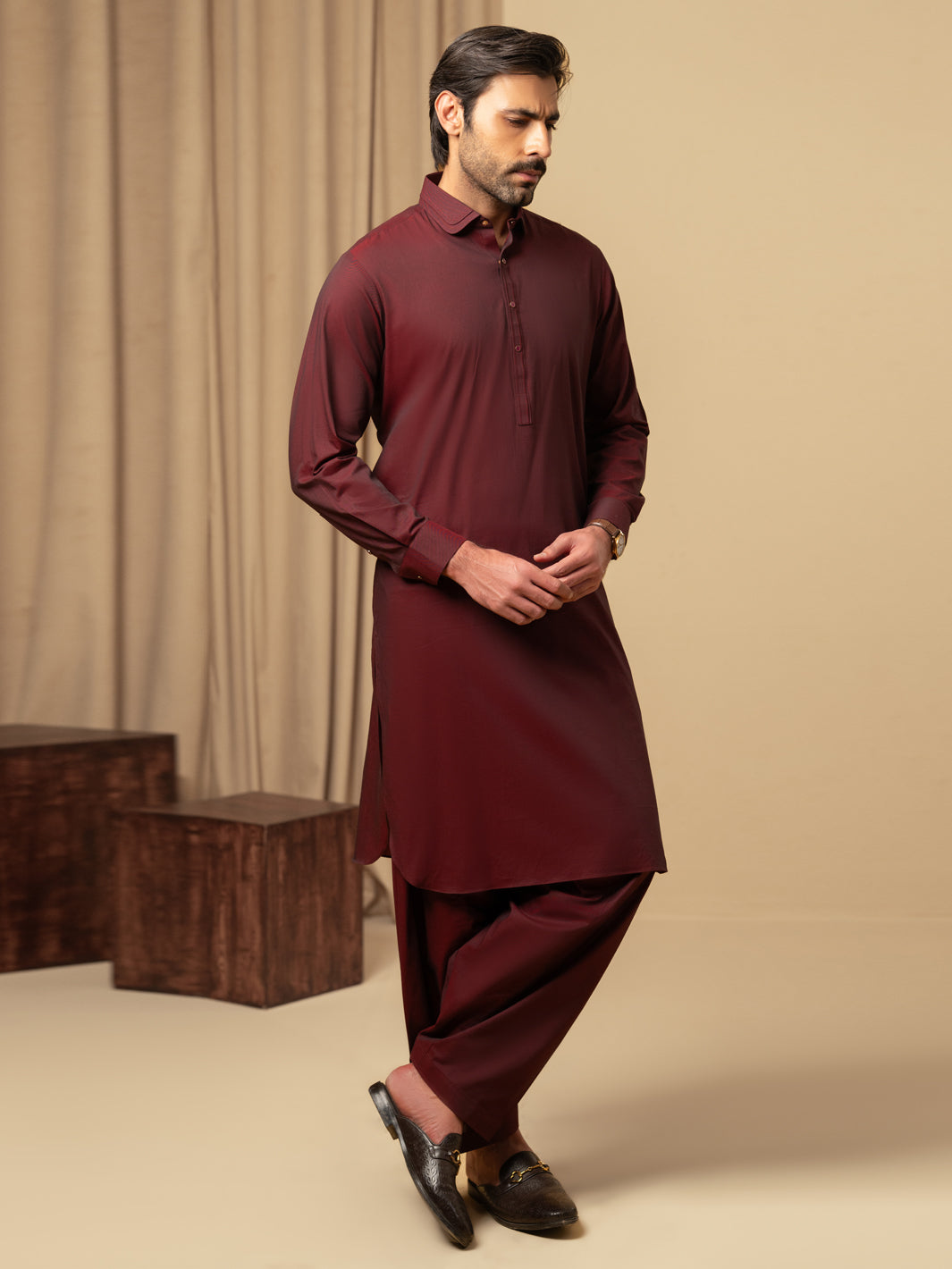 Cotton Maroon Shalwar Kameez - Almirah
