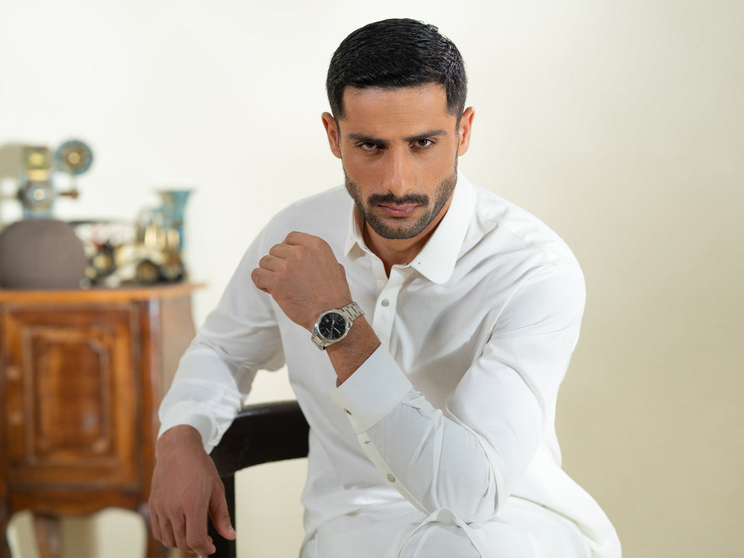 Blended White Shalwar Kameez - Almirah