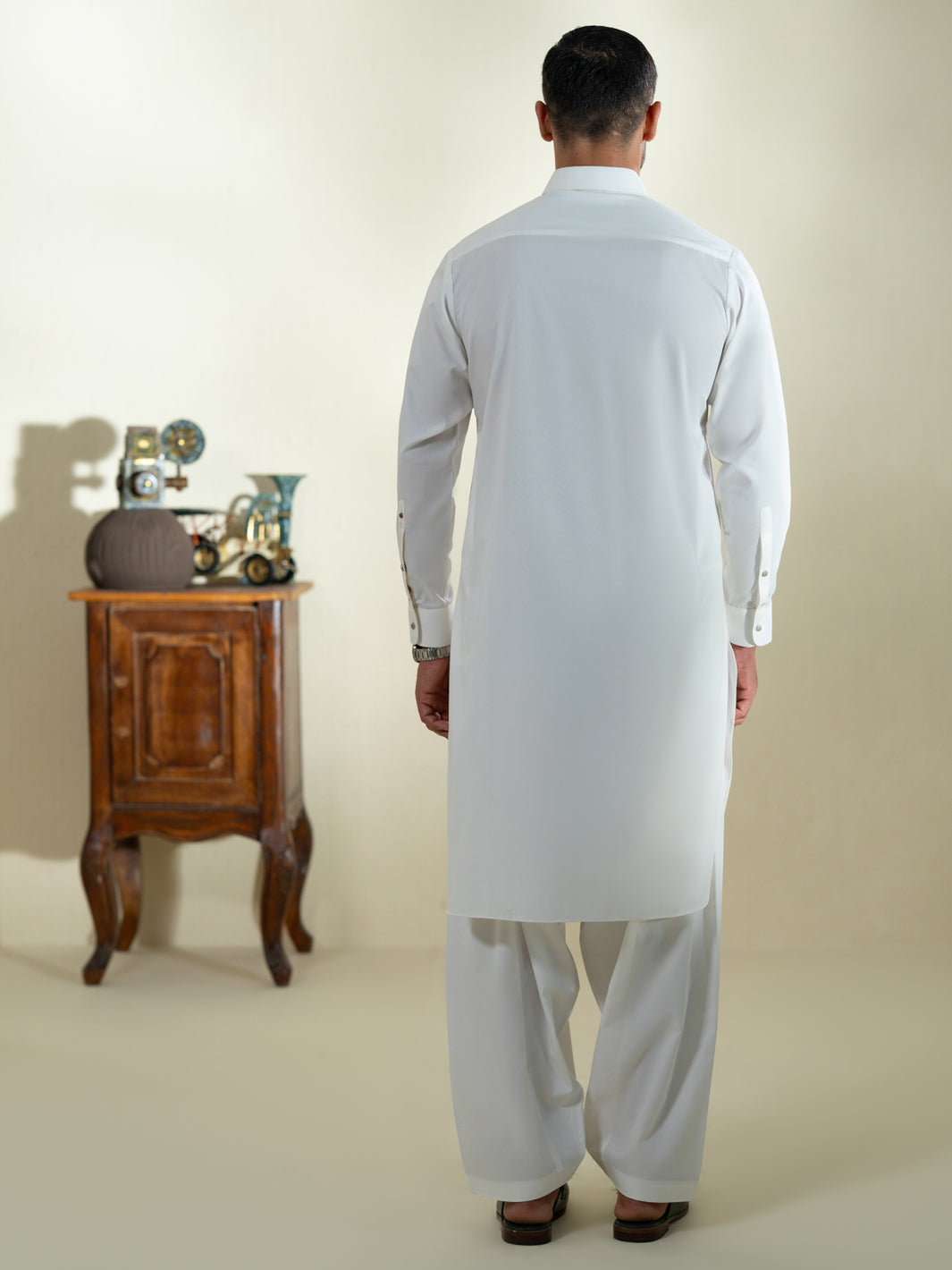 Blended White Shalwar Kameez - Almirah