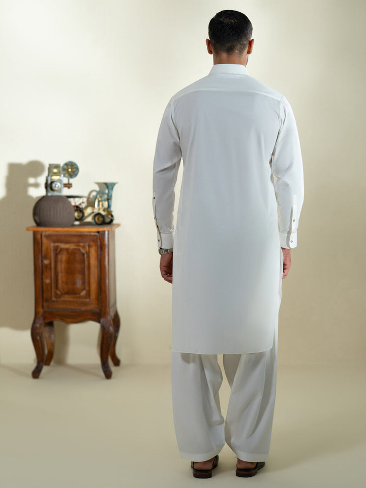 Blended White Shalwar Kameez - Almirah