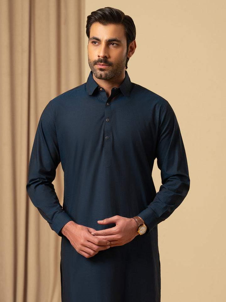 Cotton Dark Blue Shalwar Kameez - Almirah