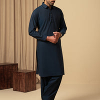 Cotton Dark Blue Shalwar Kameez - Almirah