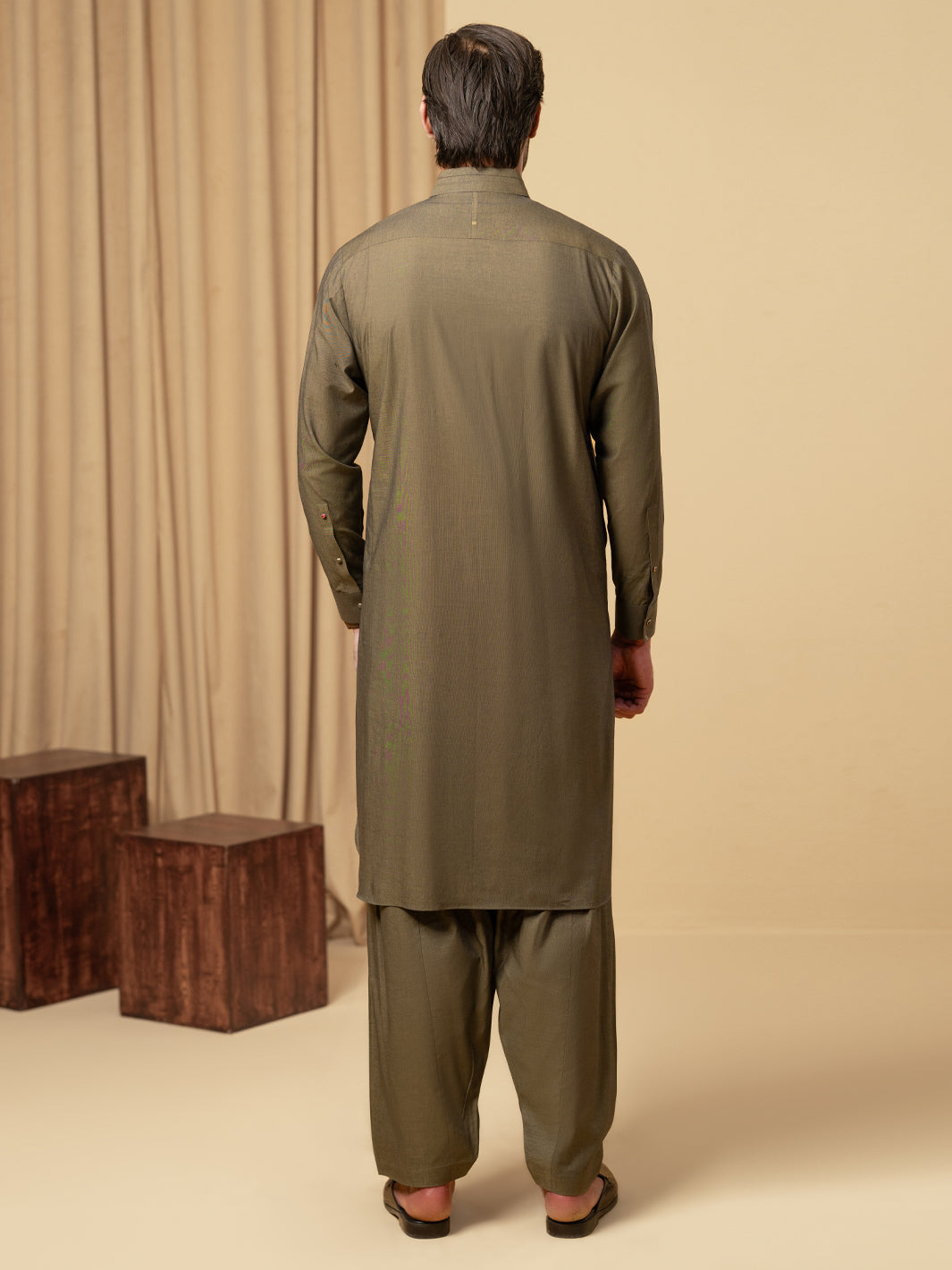 Cotton Olive Green Shalwar Kameez - Almirah