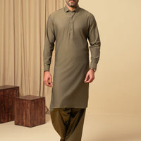 Cotton Olive Green Shalwar Kameez - Almirah