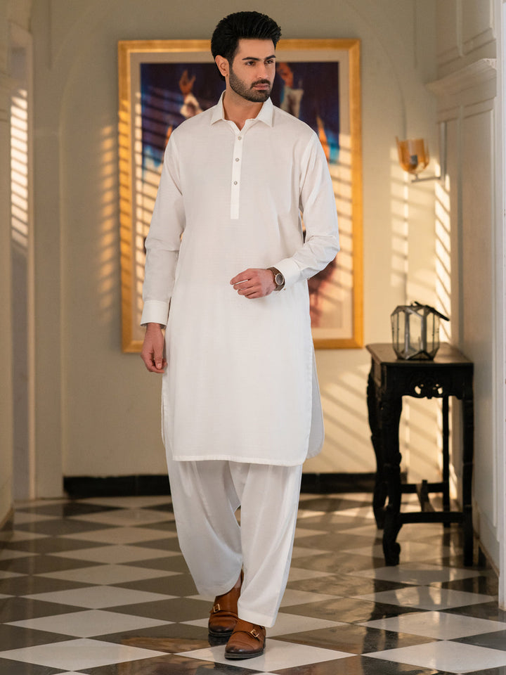 Cotton White Shalwar Kameez - Almirah