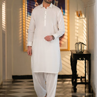 Cotton White Shalwar Kameez - Almirah