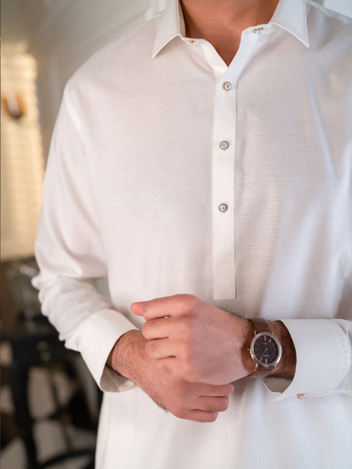 Cotton White Shalwar Kameez - Almirah