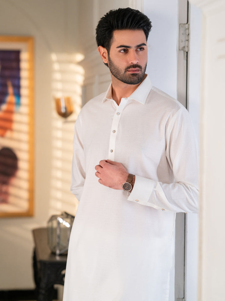 Cotton White Shalwar Kameez - Almirah