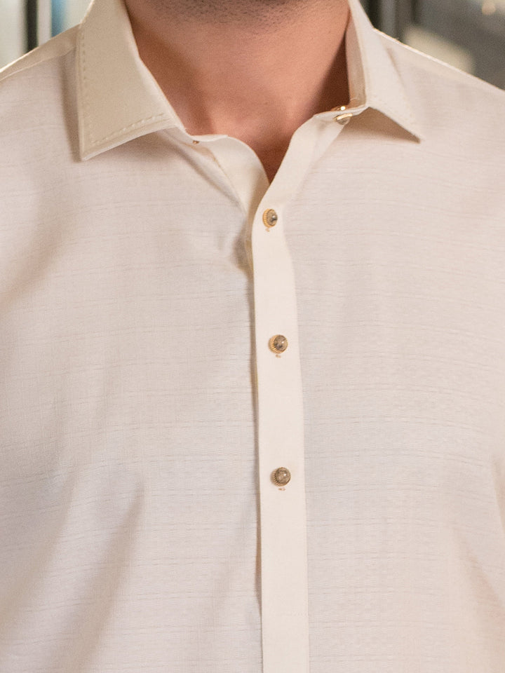 Cotton Cream Shalwar Kameez - J. Junaid Jamshed