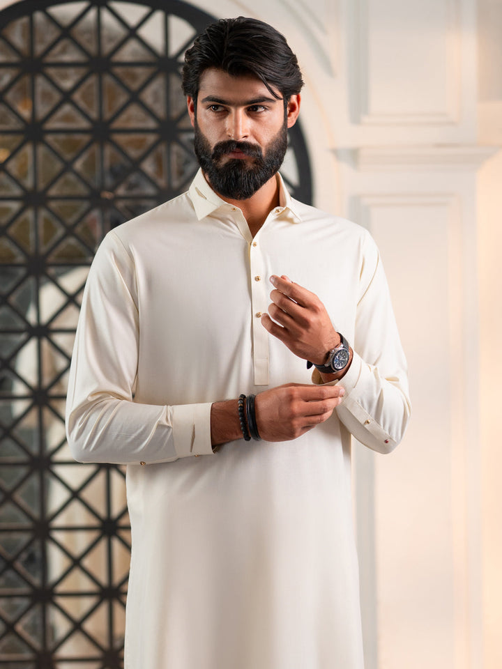Blended Off White Shalwar Kameez - Almirah