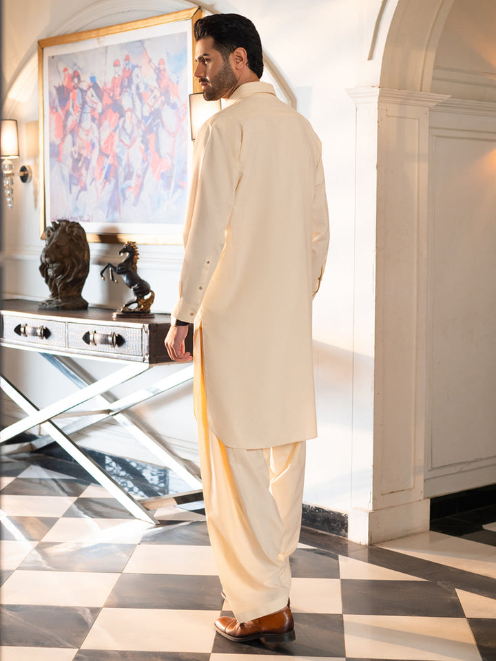 Blended Off White Shalwar Kameez - Almirah