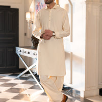 Blended Off White Shalwar Kameez - Almirah