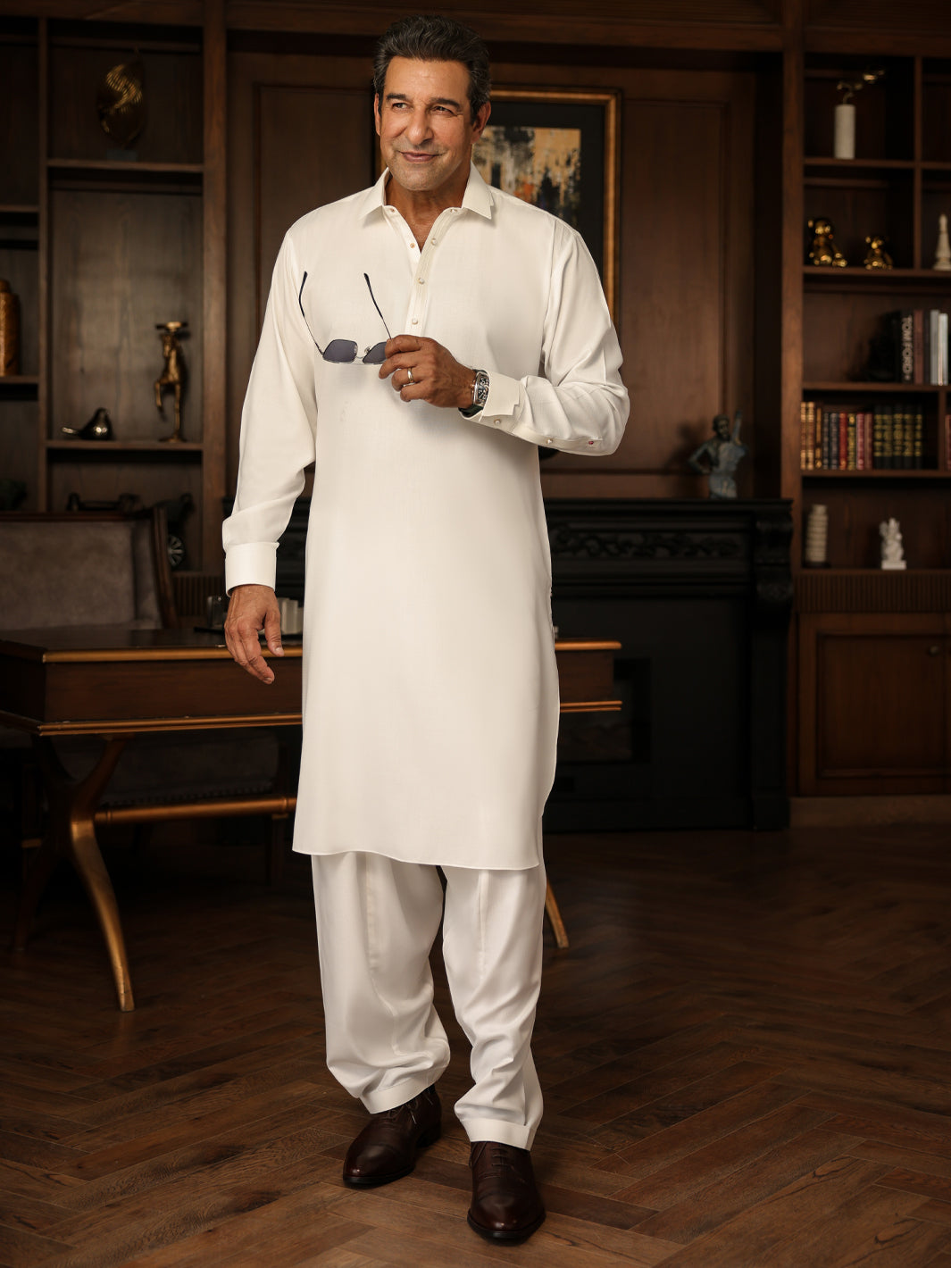 Blended White Shalwar Kameez - Almirah