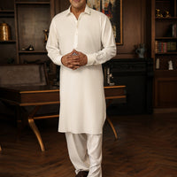 Blended White Shalwar Kameez - Almirah