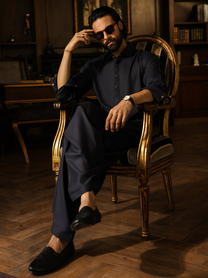 Blended Dark Grey Shalwar Kameez - Almirah