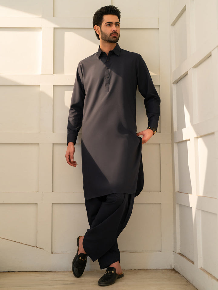 Blended Midnight Blue Shalwar Kameez - Almirah