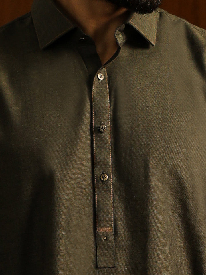 Blended Green Shalwar Kameez - Almirah