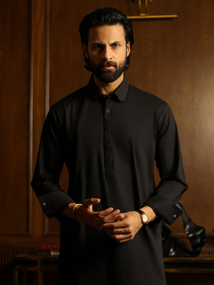 Blended Black Shalwar Kameez - Almirah