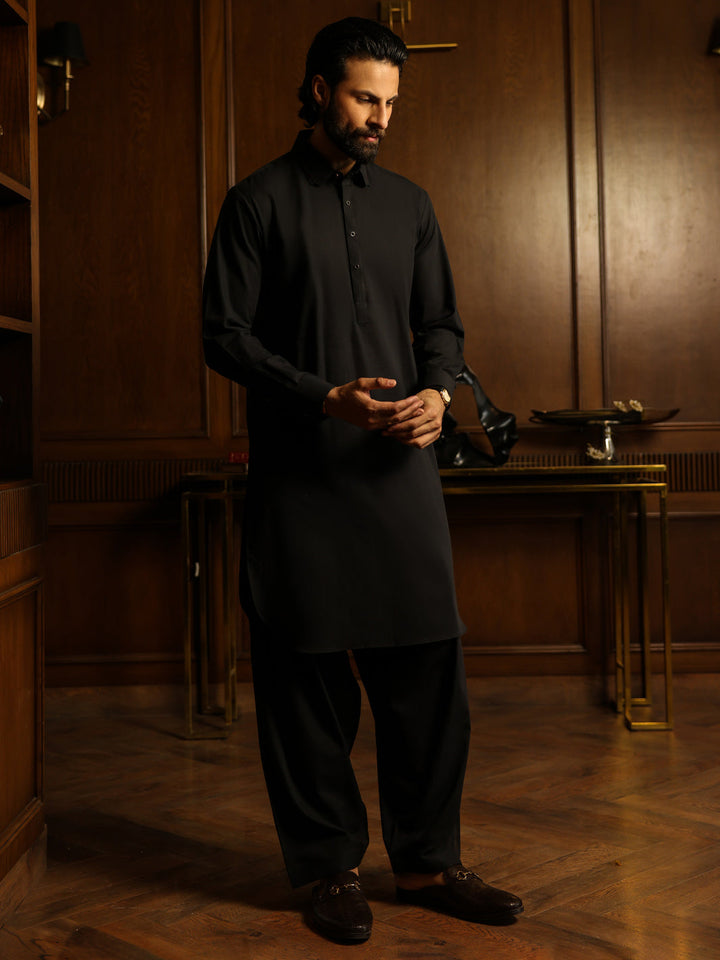 Blended Black Shalwar Kameez - Almirah