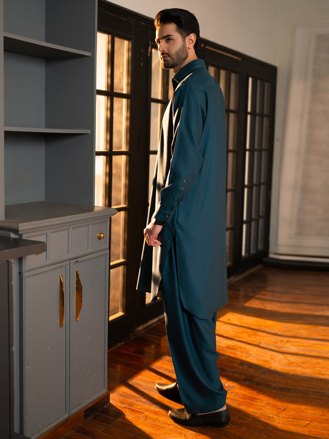 Blended Teal Shalwar Kameez - J. Junaid Jamshed