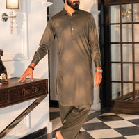 Blended Olive Shalwar Kameez - J. Junaid Jamshed